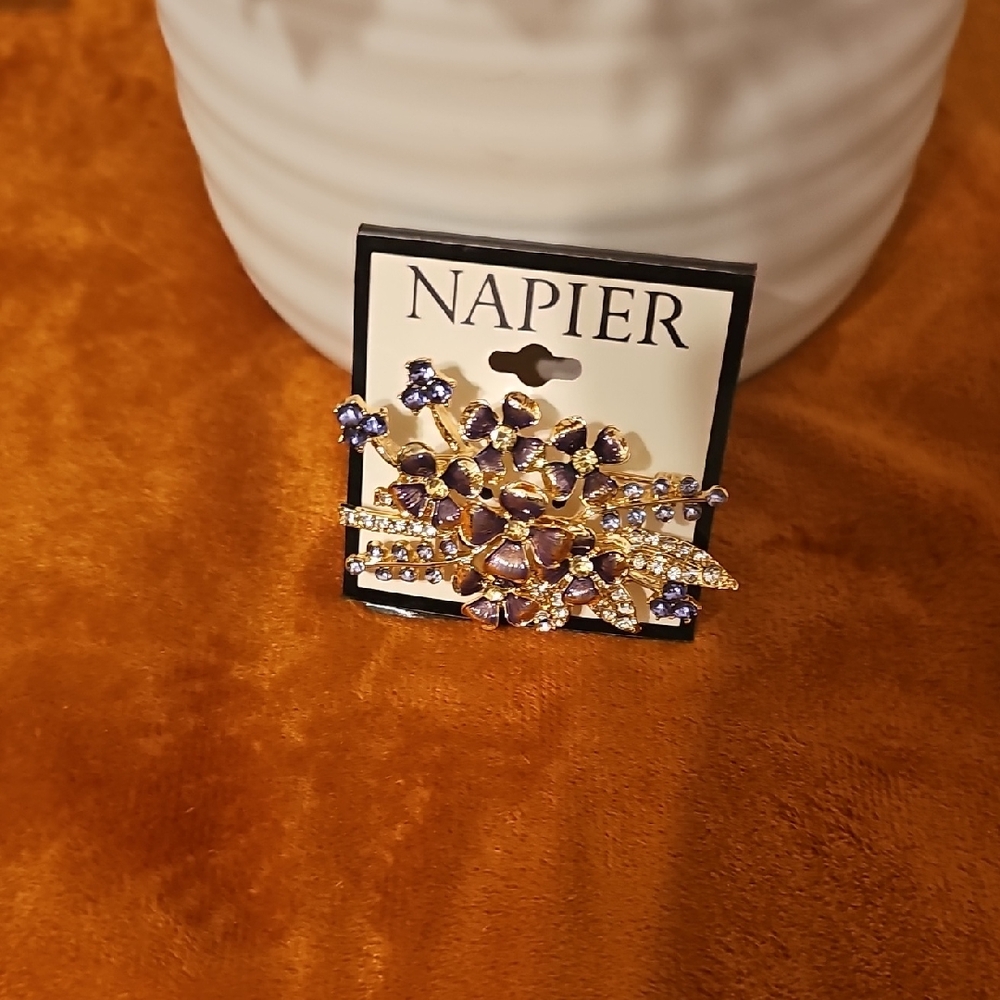 Napier Gold and Purple Gem Brooch